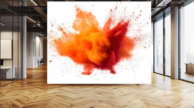 red and orange powder explosion on white background. Wall mural