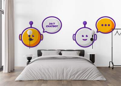 2 vector talking chatbots icons Wall mural