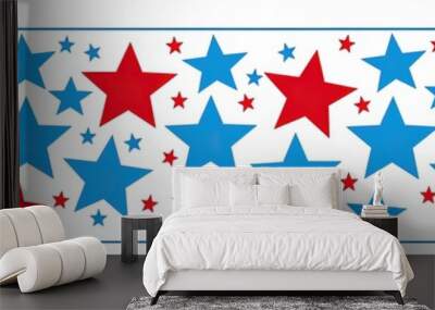 A red, white, and blue star patterned border Wall mural