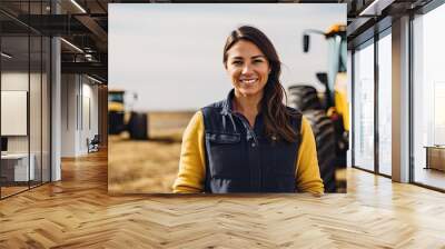 Female farmer smiling Wall mural