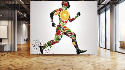 Human body silhouette made of healthy food. Generative AI Wall mural