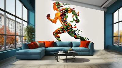 Human body silhouette made of healthy food. Generative AI Wall mural