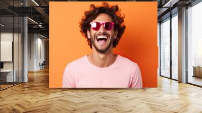 Man laughing with sunglasses Wall mural