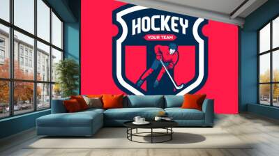 Hockey logo vector, emblem, designs template. Hockey logo isolated Wall mural