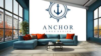 Compass Anchor Circle Stars Vector Logo Design Template Wall mural