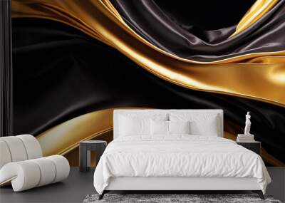 Luxurious golden background with satin drapery Wall mural