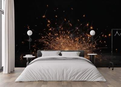 Sparks on black background Wall mural