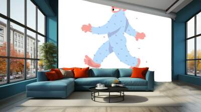 An illustration of a cartoon Yeti. Vector illustration. A walking white yeti is coming. Image is isolated on white background. Flat fashion illustration for banner, print and website. Mascot company. Wall mural