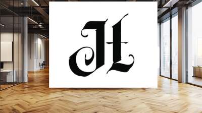 Letter H, in the Gothic style. Vector. Alphabet. The symbol is isolated on a white background. Calligraphy and lettering. Medieval Latin letter. Logo for the company. Monogram. Elegant font for tattoo Wall mural