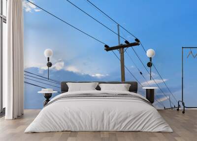 electric pole power lines and wires Wall mural