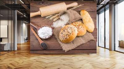 fresh bread and wheat Wall mural