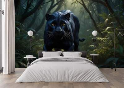 black and white tiger in forest Wall mural