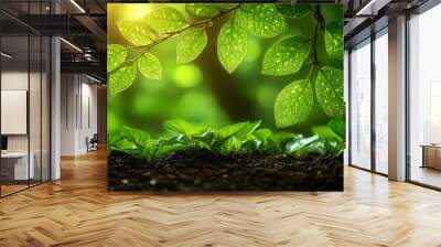 Sustainable practices for achieving carbon neutrality in corporate strategies. Wall mural