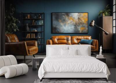 Add a statement piece of furniture with a unique material like leather or velvet Wall mural