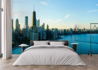 Aerial view of Chicago lakefront and city skyline Wall mural