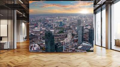 Aerial view of Manchester city in UK on a beautiful sunny day. Wall mural