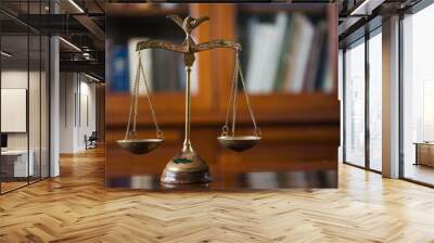 Law and Justice ConceptJudge gavel on table, closeup Wall mural