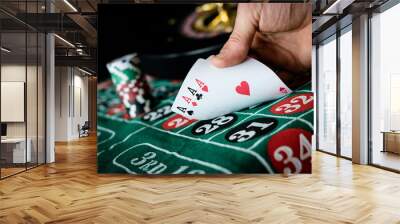 Poker game with four aces, casino gambling game. Wall mural