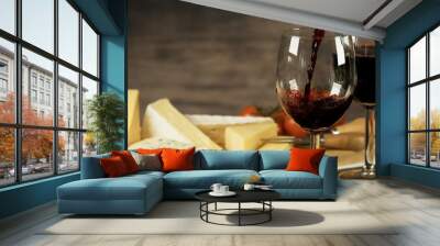 red wine and cheese board Wall mural