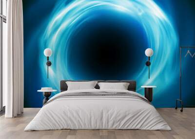 Bright cosmic vector background with blue glowing vortex. Abstract astronomy wallpaper design with super nova or black hole Wall mural