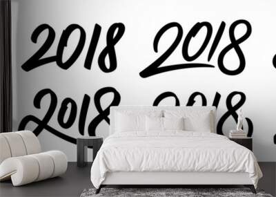 Happy New Year 2018. Set of calligraphy numbers for Chinese for Year of the Dog. Vector illustration. Wall mural