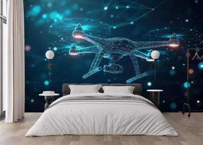 Drone Technology: A Wireframe Illustration Wall mural