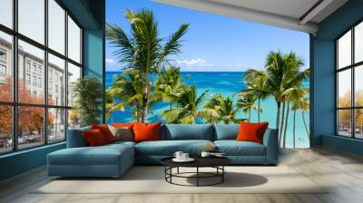 palm trees on the beach Wall mural