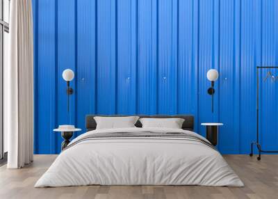 blue metal corrugated wall background Wall mural