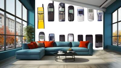 old mobile phones isolated Wall mural