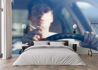 smoking and driving Wall mural