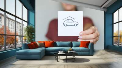 vector real estate car in garage icon | modern flat design black pictogram isolated on white background Wall mural