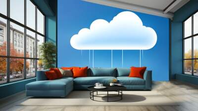 Cloud Computing Concept with Network Connections on Blue Background Wall mural