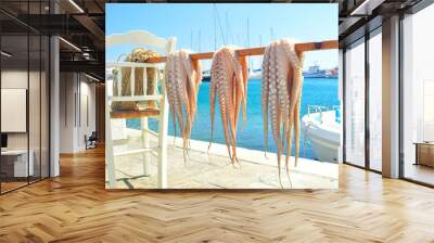 Octopus drying in the sun, Naxos island, Cyclades, Greece Wall mural