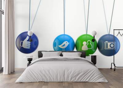 social media newton cradle Wall mural