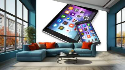 tablet and smartphone with app screen Wall mural