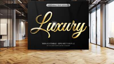 3D Luxury gold text effect. Editable glossy golden metallic text effect. Wall mural