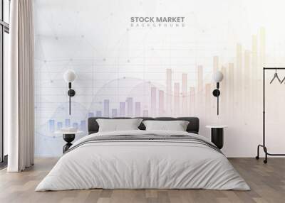 Financial bar chart, yield curves, bond data, and upward-sloping graph on white background. Improved business information and financial growth data. Successful stock market wallpaper Wall mural