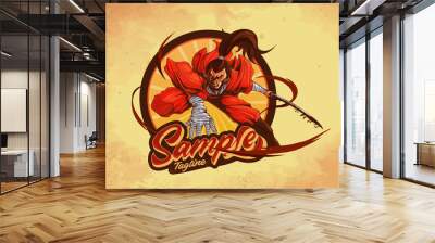 samurai mascot character illustration template Wall mural