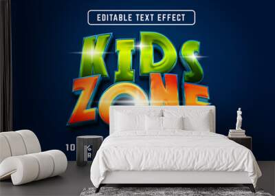 kids zone 3d text effect. editable text effect with cartoon style premium vectors Wall mural