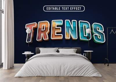 Trends 3d text effect. editable text with glossy style premium vectors Wall mural