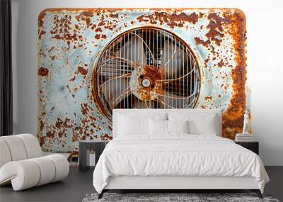 A vintage air conditioner with rusted metal and aged paint, isolated on white background Wall mural