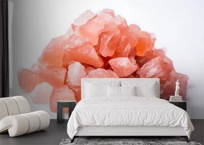 Bowl of pink himalyan rock salt  on white background Wall mural