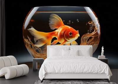 Escape in Motion: Goldfish Leaping PNG Elemen Wall mural