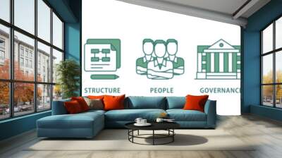 Procurement management icon infographic illustration concept with icon of operational management, strategy, structure, people, governance, process  icon live stroke and easy to edit  Wall mural