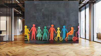 Disable paper figures concept on background Wall mural