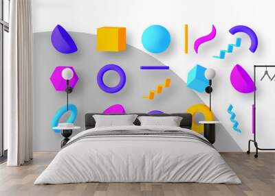 Set of colorful geometric shapes. Elements for design. Isolated vector objects. Wall mural