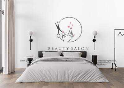 Beauty salon logo with creative concept and unique element design icon premium vector Wall mural