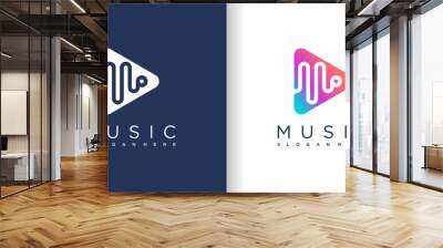 Music logo design with modern concept style Premium Vector Wall mural