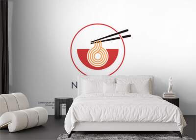 Noodles logo illustration with creative design icon template Wall mural