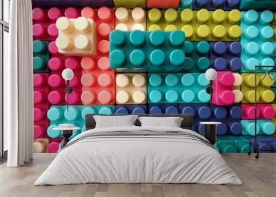 Plastic toy blocks background Wall mural